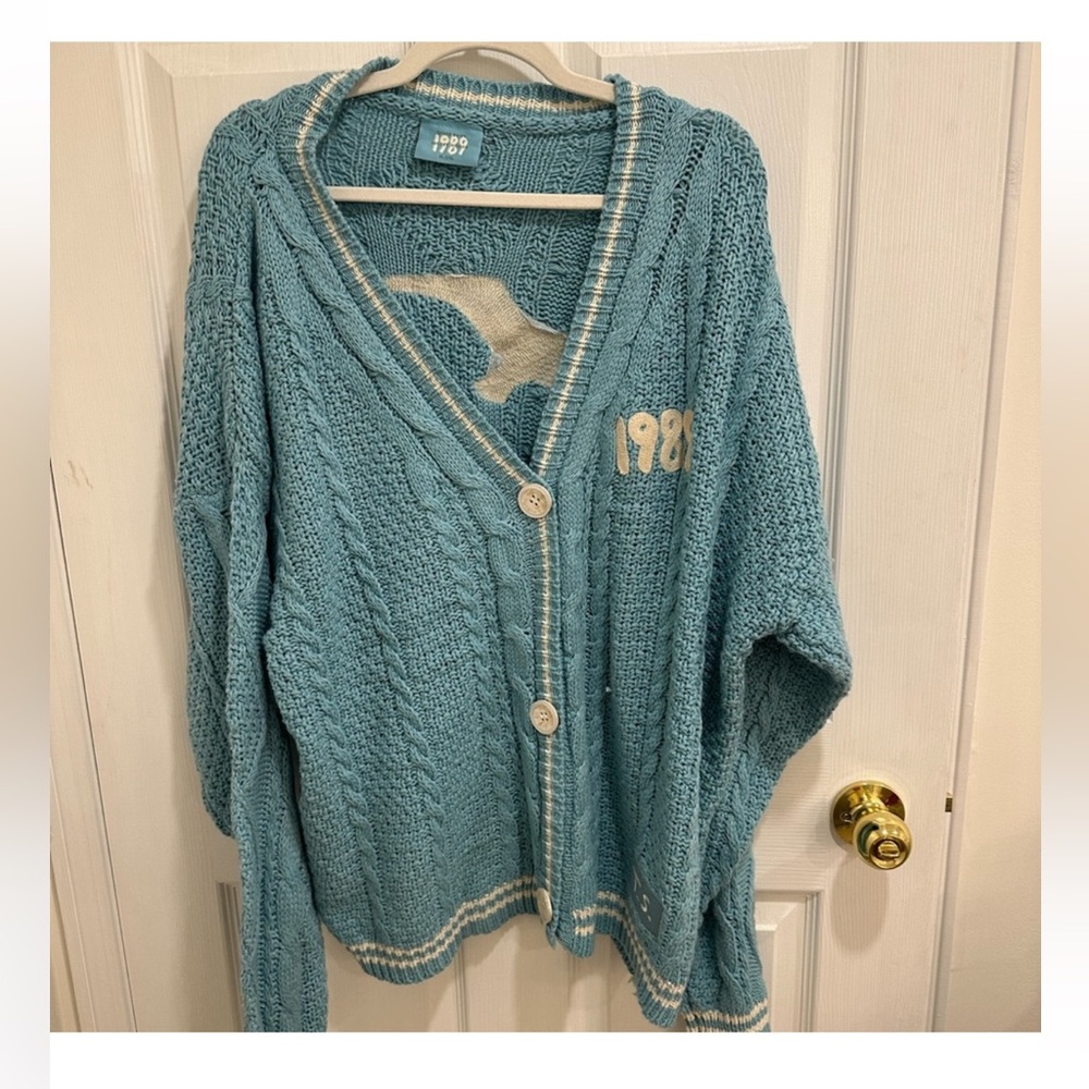 Taylor Swift Teal Cable Knit Cardigan
